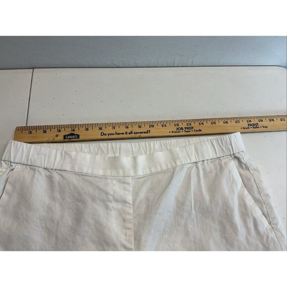 J Jill Linen Blend Capri Pants Elastic Waist Large White Beach Coastal Summer‎ - Picture 11 of 12